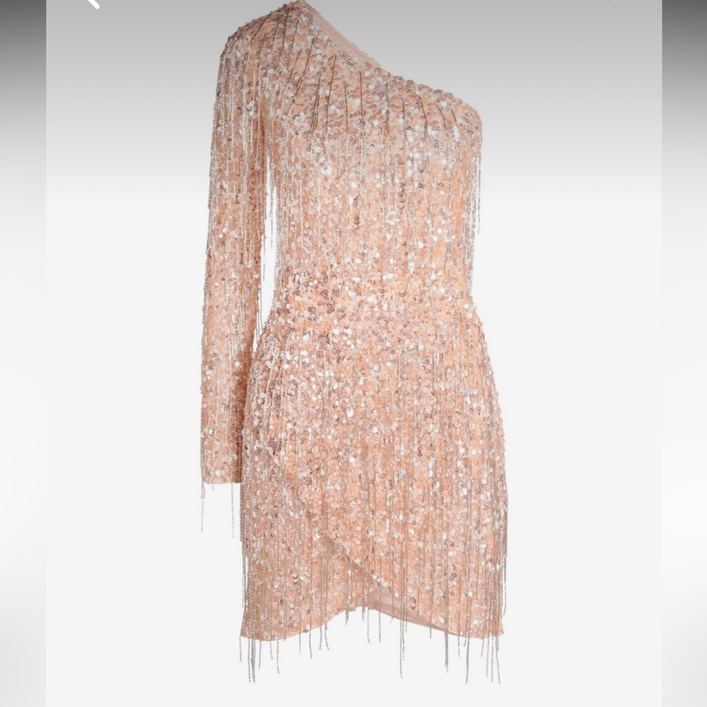 NWT Elisabetta Franchi sequin embellished mini dress in copper